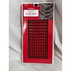 18 Ft Garland Red Plastic Beaded Decoration String Christmas Tree Decoration New